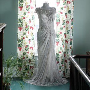 TADASHI SHOJI Gray Formal Evening Maxi Dress